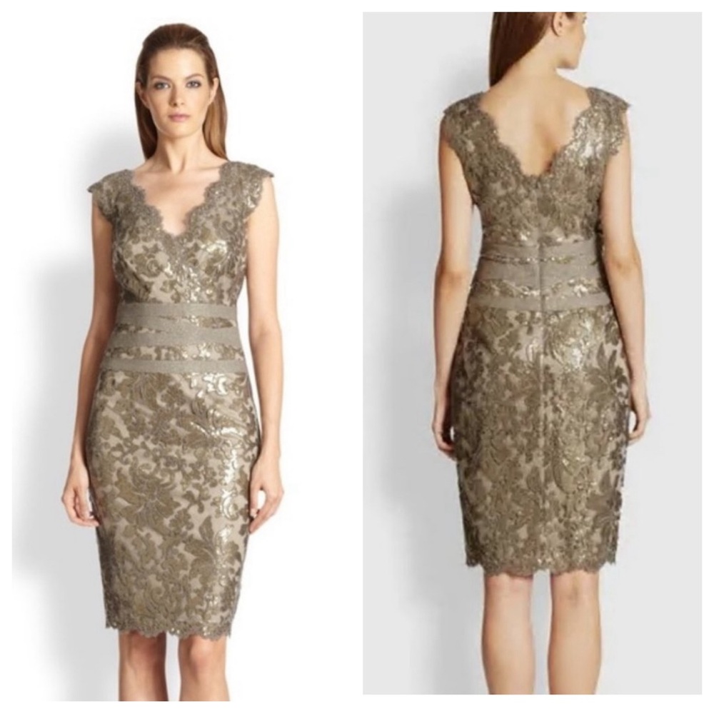 Tadashi Shoji Paillette Embroidered Lace dress